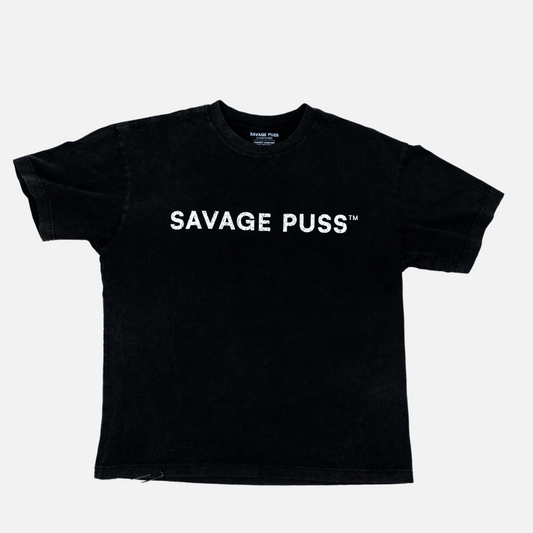 Savage Puss™ vintage black premium fabric T-shirt