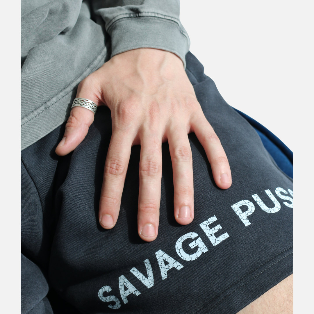 Savage Puss™ vintage black heavy shorts