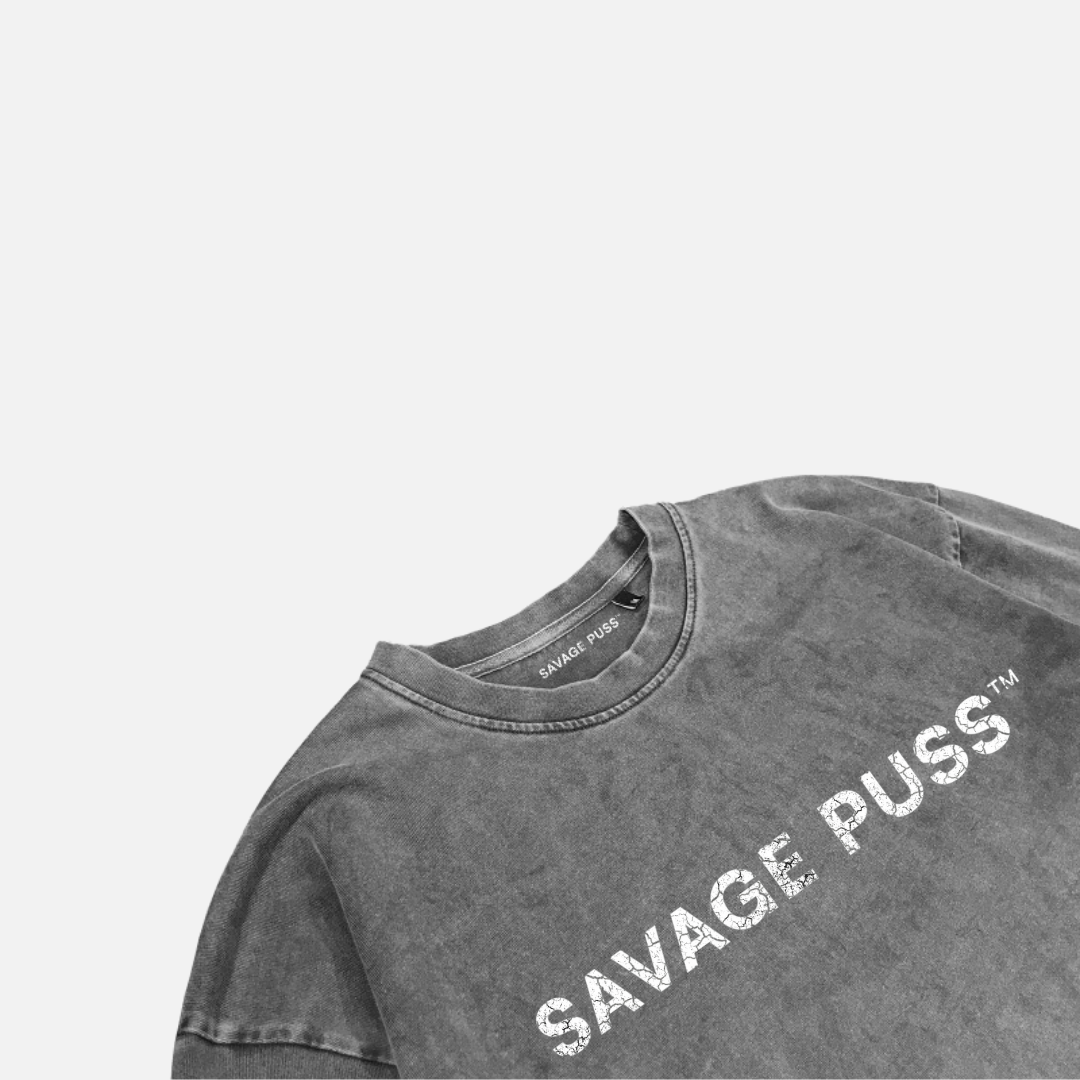 Savage Puss™ vintage gray heavy longsleeve T-shirt