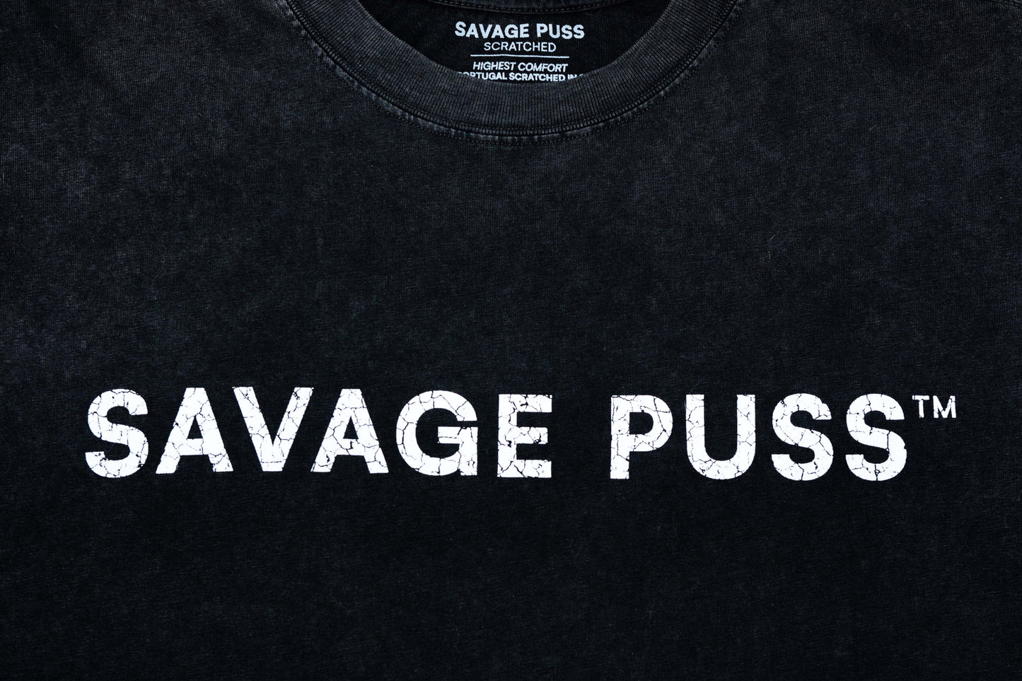 Savage Puss™ vintage black premium fabric T-shirt